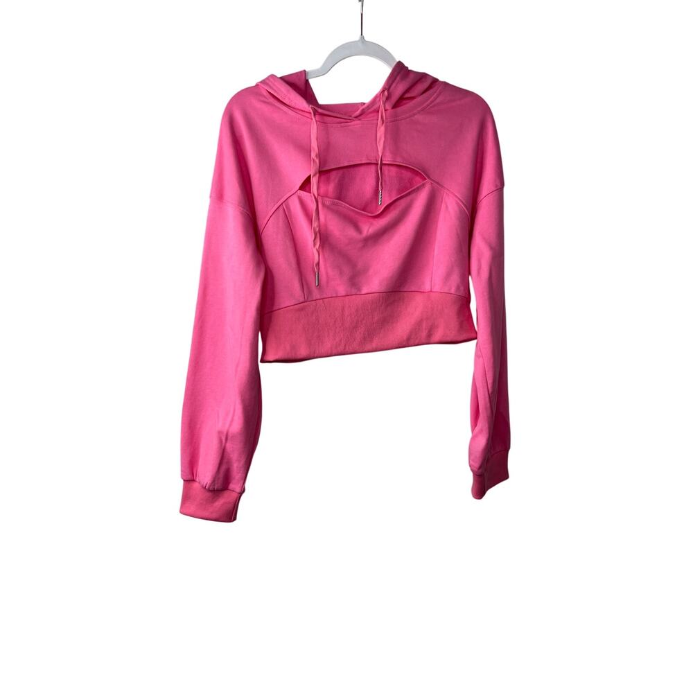 Bubble Gum Pink Keyhole Crop Sweatshirt XL - Picture 7 of 7